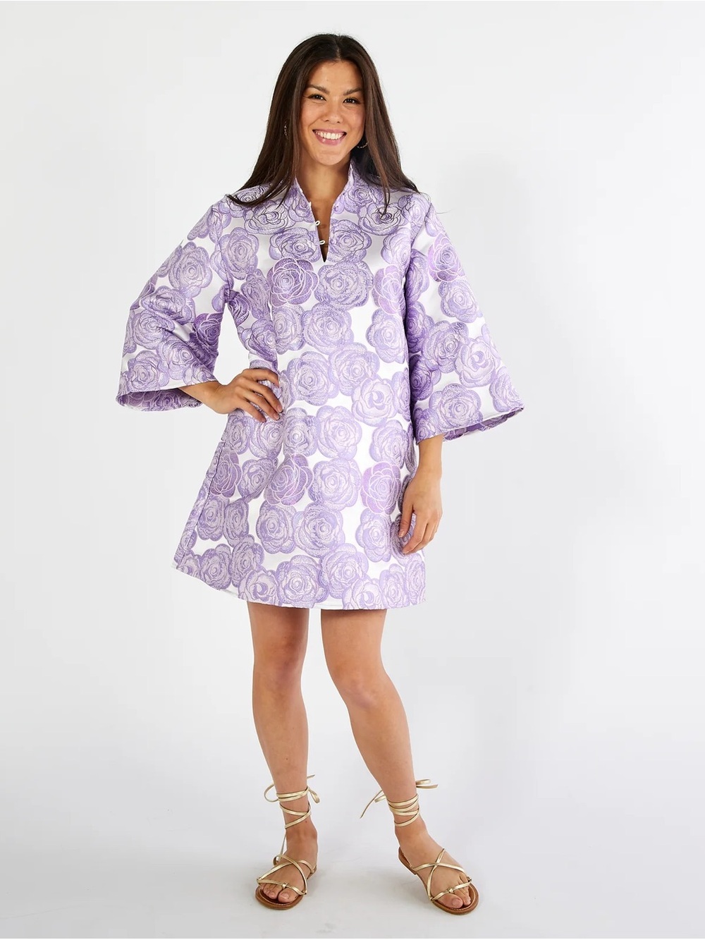 Caryn Lawn - Keri Jacquard Rose Dress - Lavender OS
